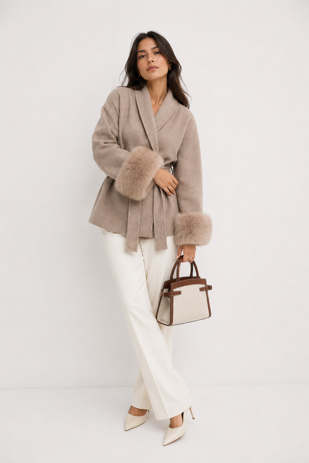 Plush-Trim Open-Front Jacket