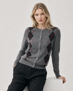 Argyle Crew-Neck Cardigan