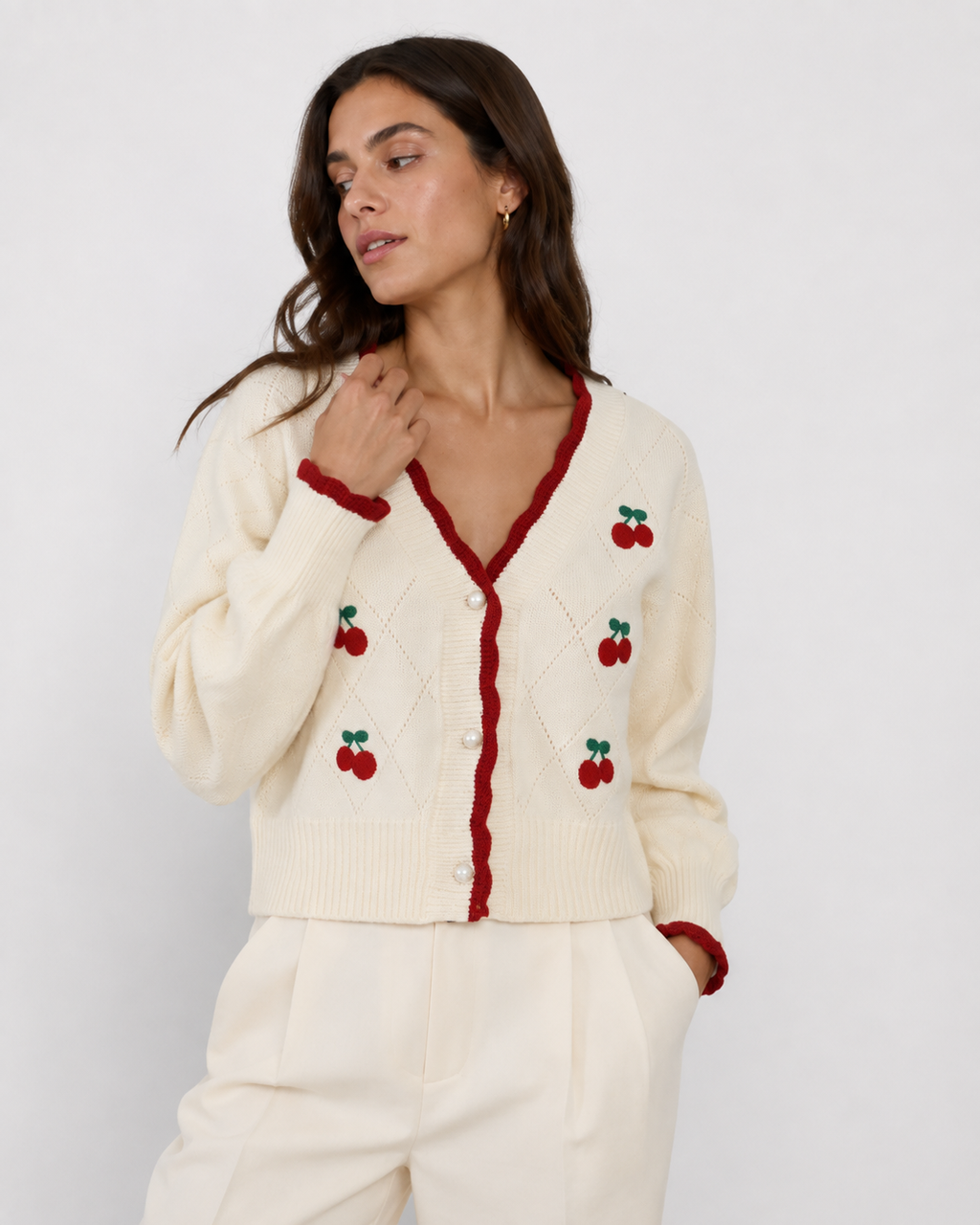 Openwork V-Neck Cardigan