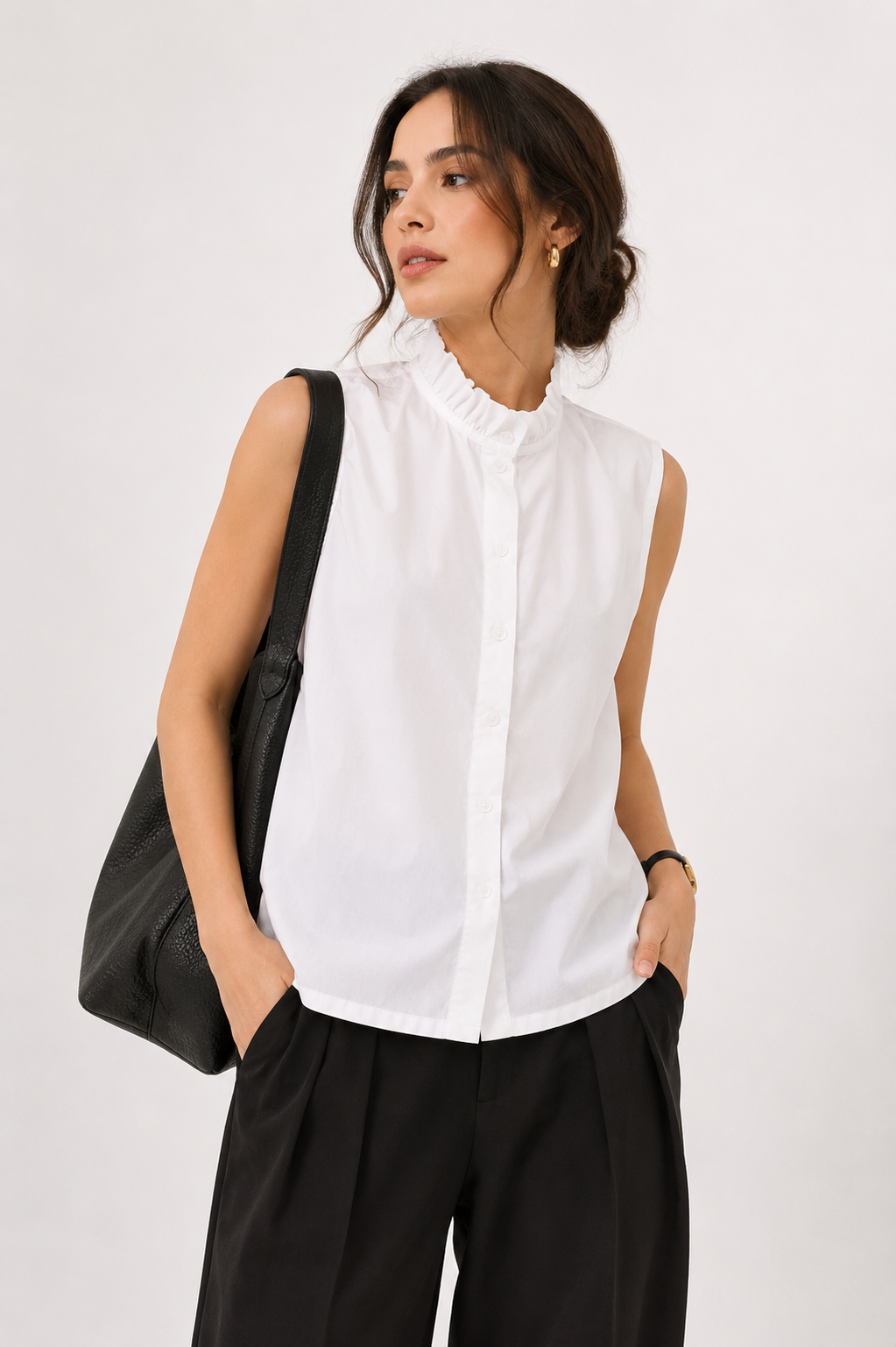 Sleeveless High-Neck Blouse