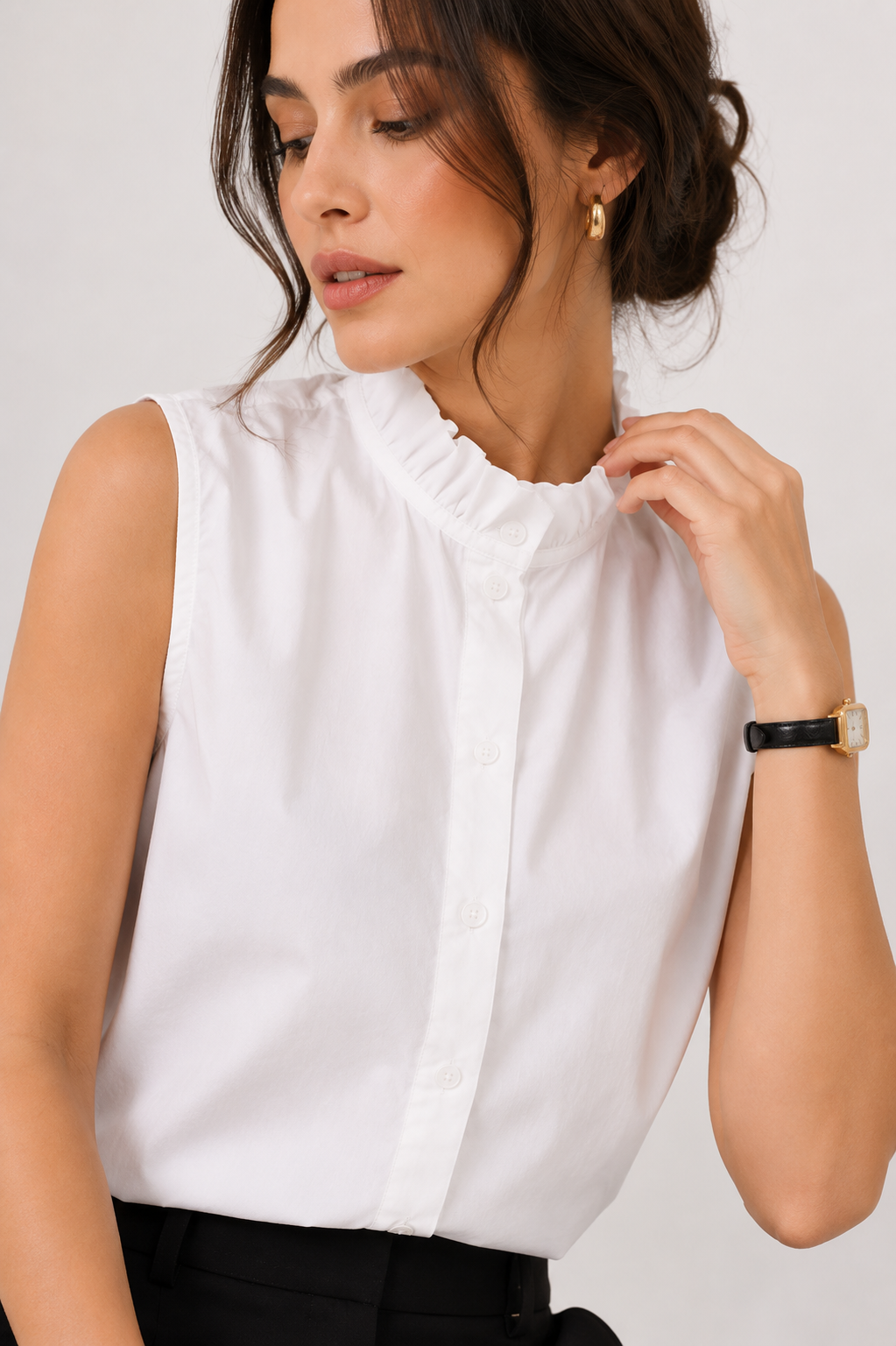 Sleeveless High-Neck Blouse