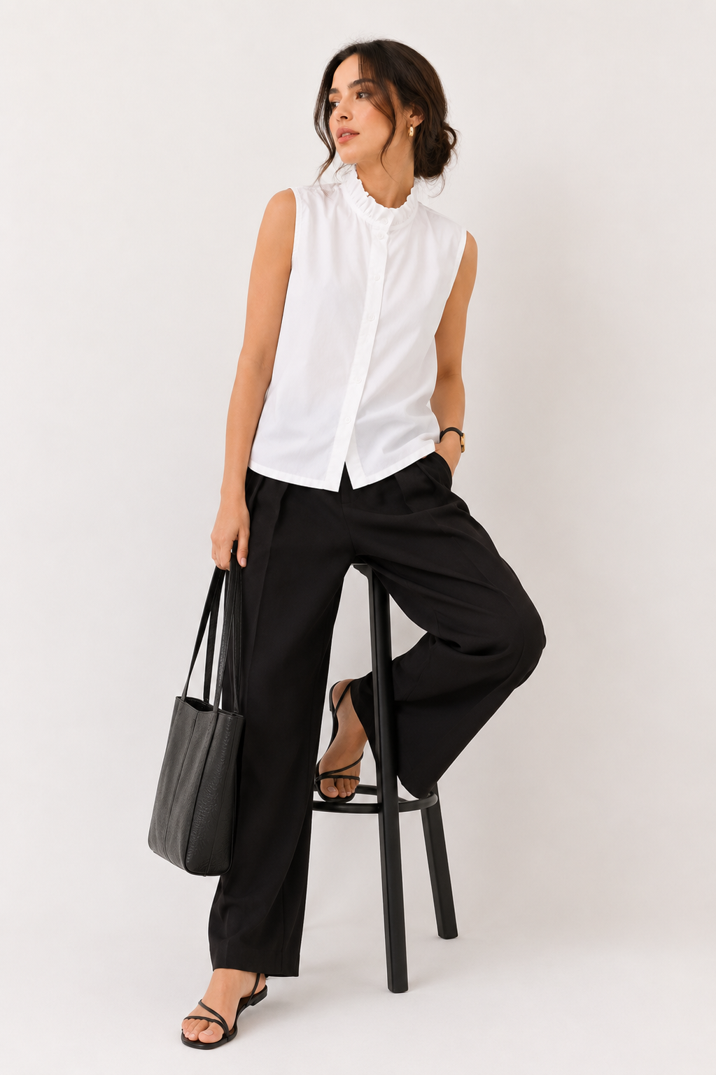 Sleeveless High-Neck Blouse