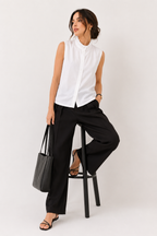 Sleeveless High-Neck Blouse
