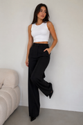 High-Waisted Wide-Leg Tailored Trousers