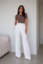 High-Waisted Wide-Leg Tailored Trousers