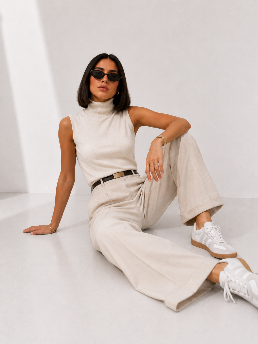 High-Waisted Tailored Straight-Leg Trousers