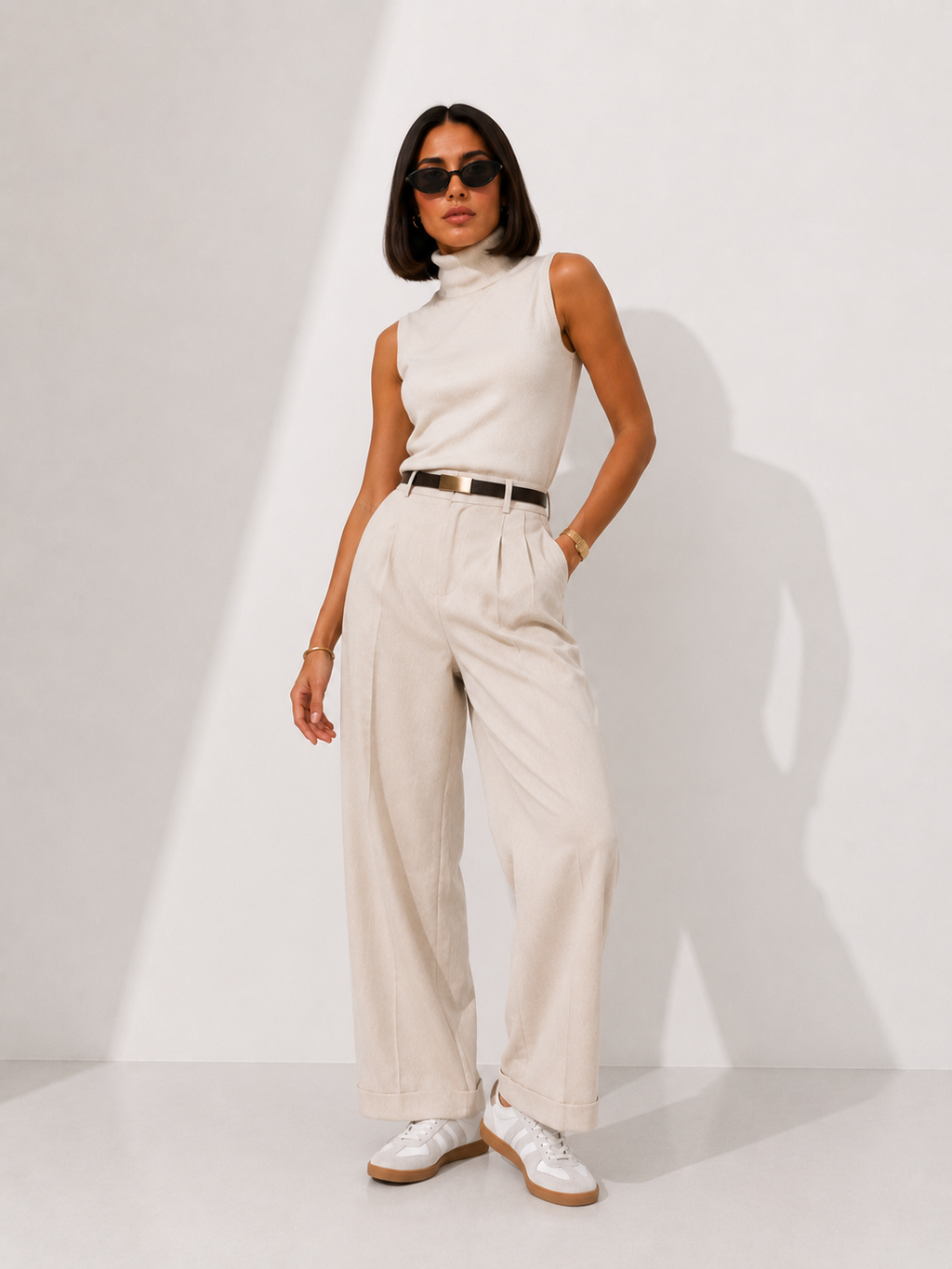 High-Waisted Tailored Straight-Leg Trousers