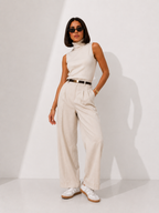 High-Waisted Tailored Straight-Leg Trousers