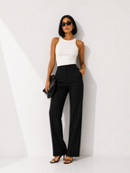 High-Waisted Tapered Tailored Trousers