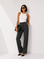 High-Waisted Tapered Tailored Trousers