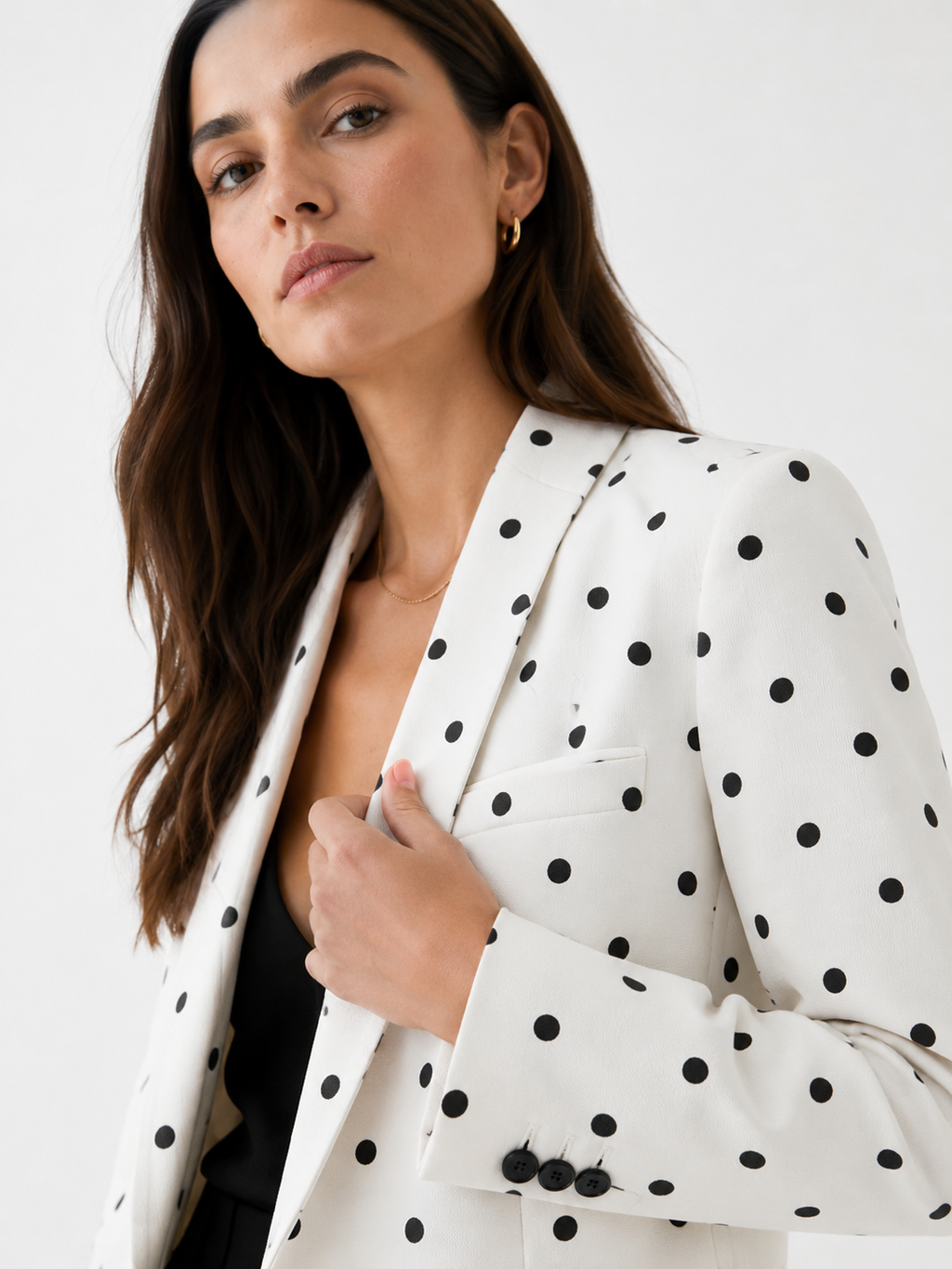 Polka Dot Single-Button Blazer