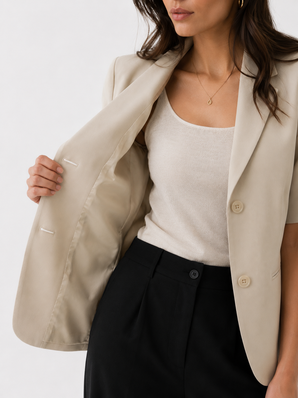 Relaxed Short-Sleeve Cropped Blazer