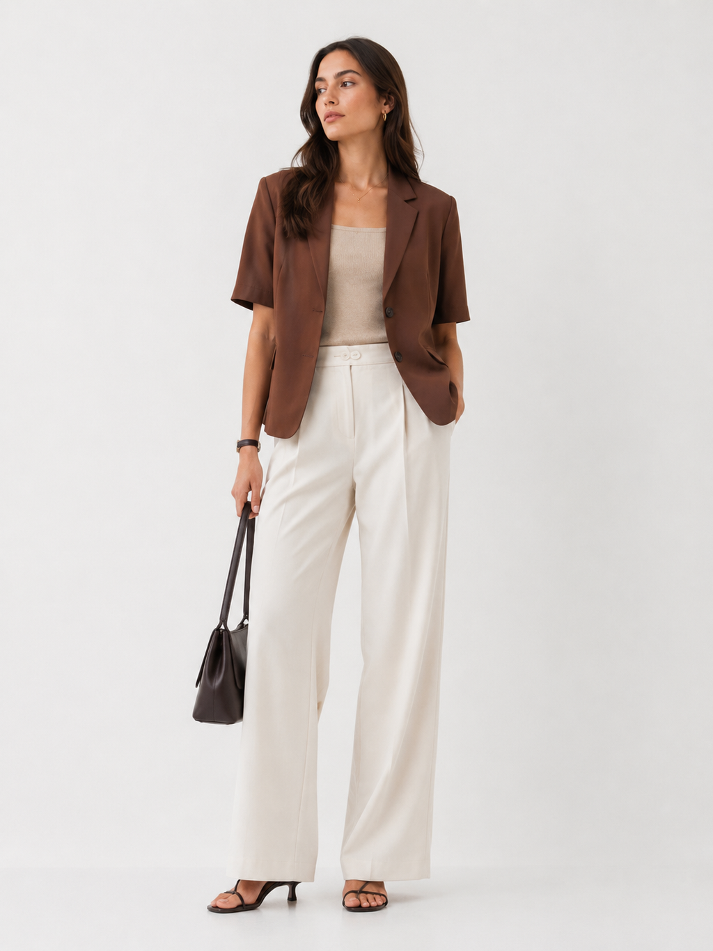 Relaxed Short-Sleeve Cropped Blazer