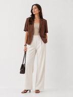 Relaxed Short-Sleeve Cropped Blazer