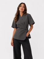 Asymmetric Wrap Peplum Blazer