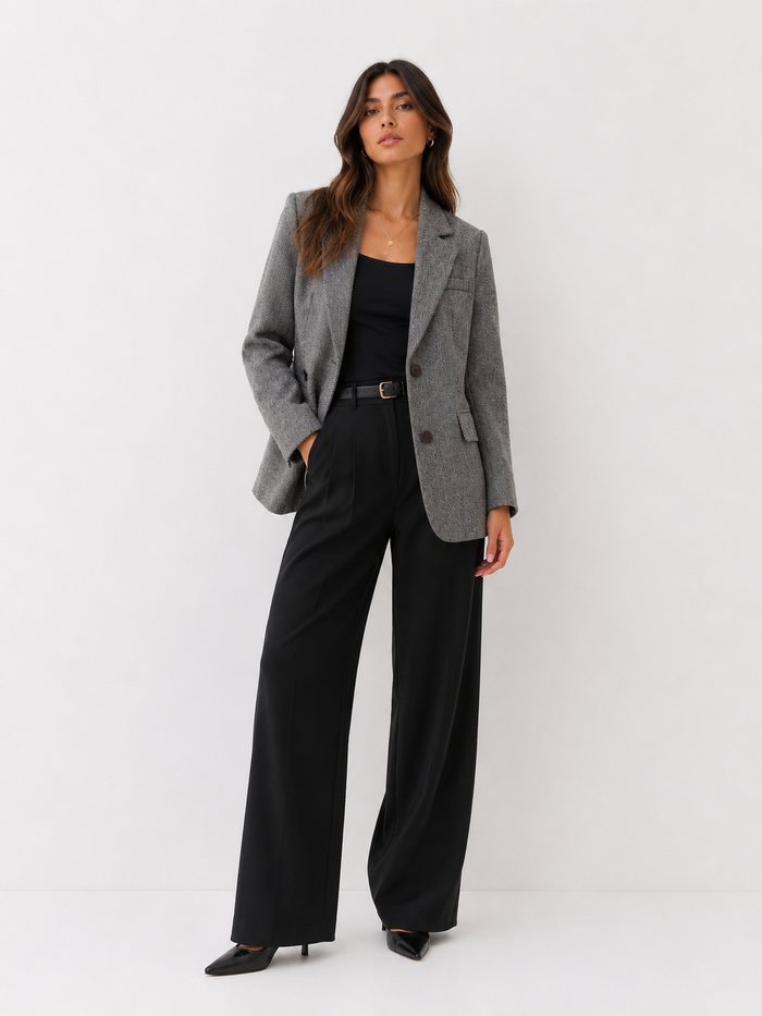Classic Herringbone Tailored Blazer