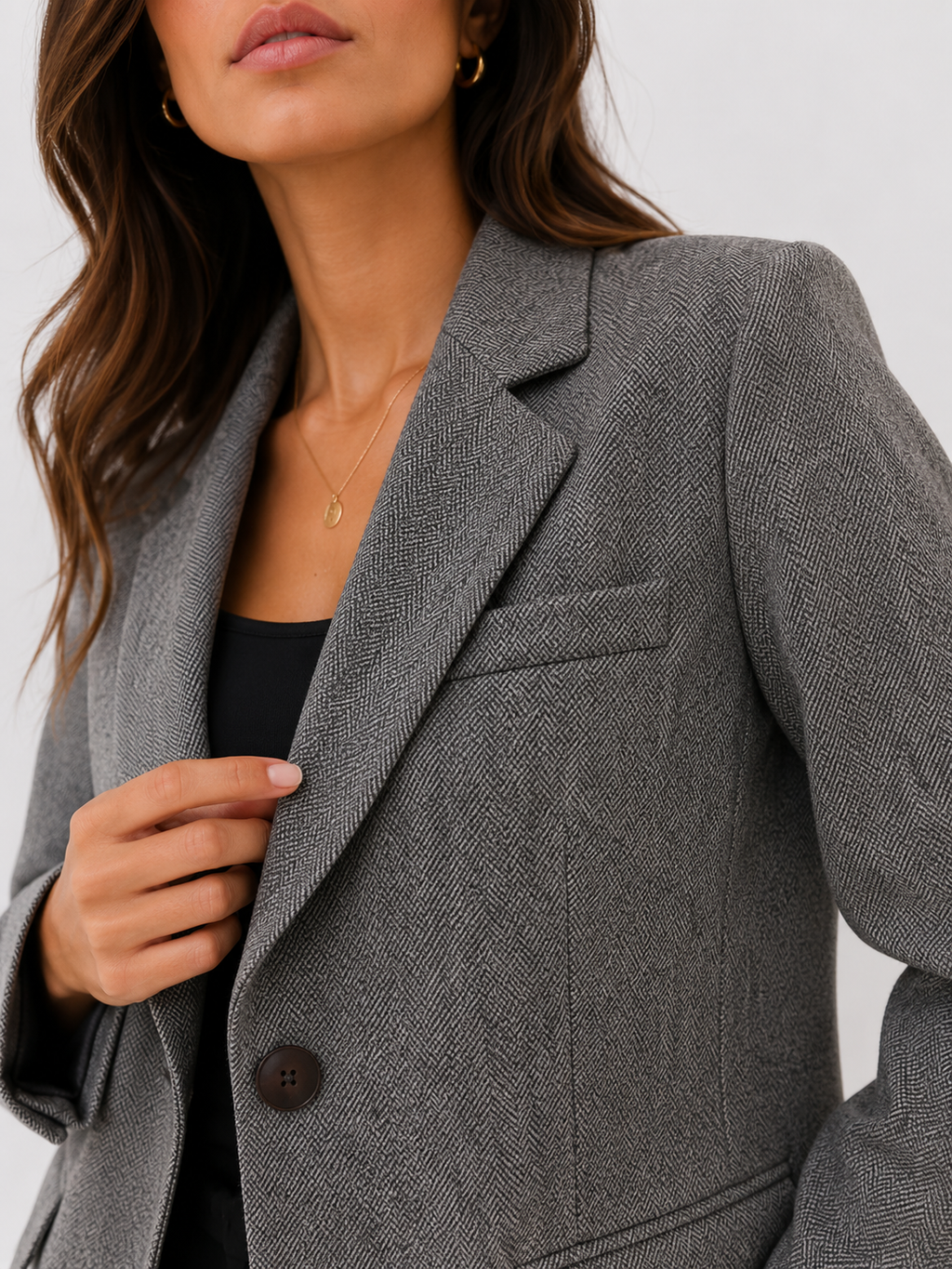 Classic Herringbone Tailored Blazer