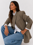 Asymmetric Pinstripe Structured Blazer