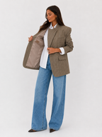 Asymmetric Pinstripe Structured Blazer