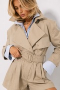 Belted Trench-Style Short Jumpsuit