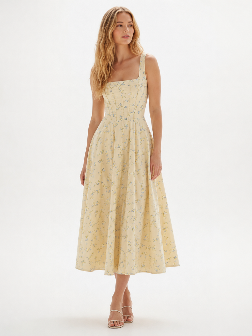 Floral Corset-Style Maxi Dress