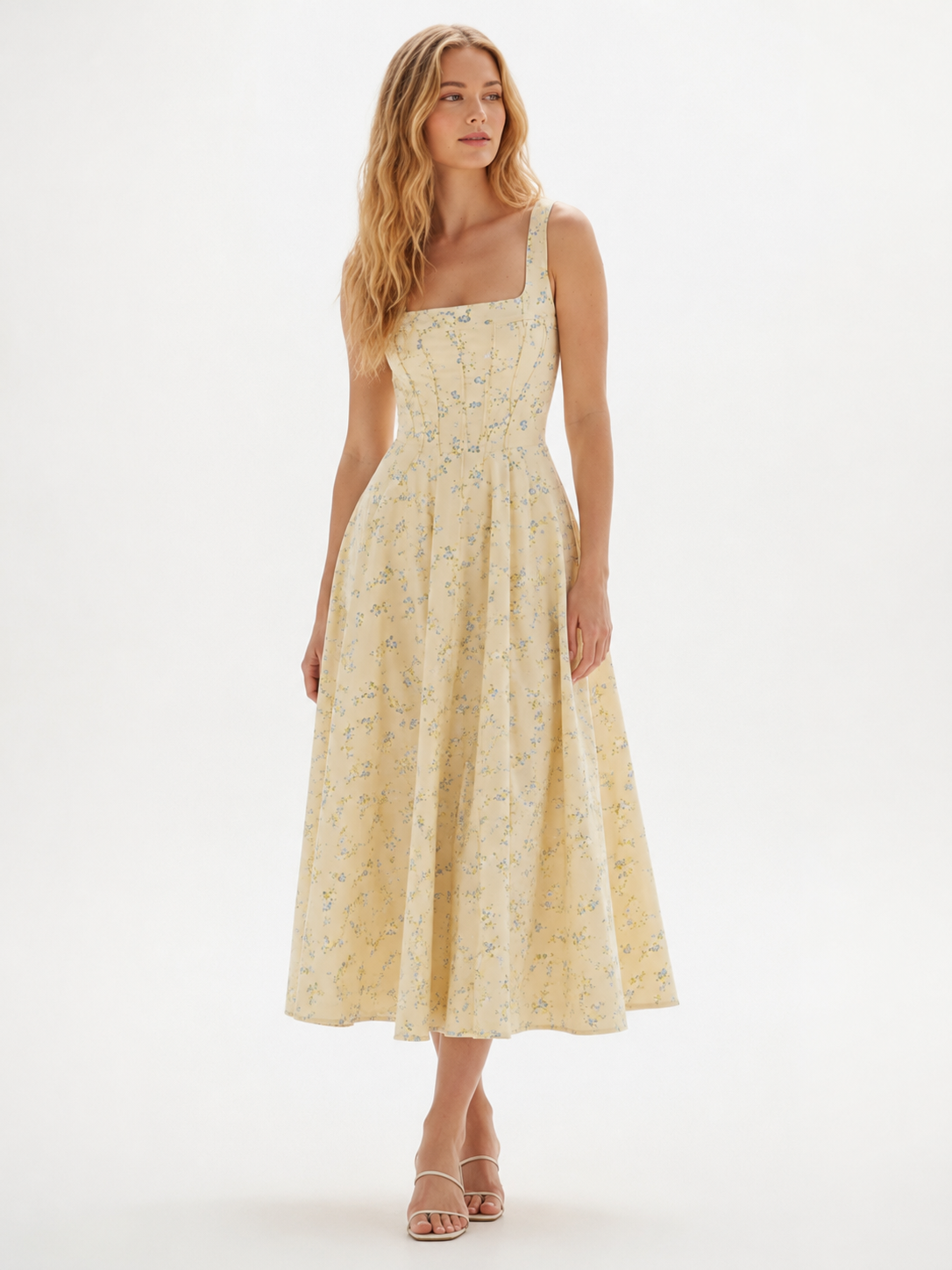 Floral Corset-Style Maxi Dress