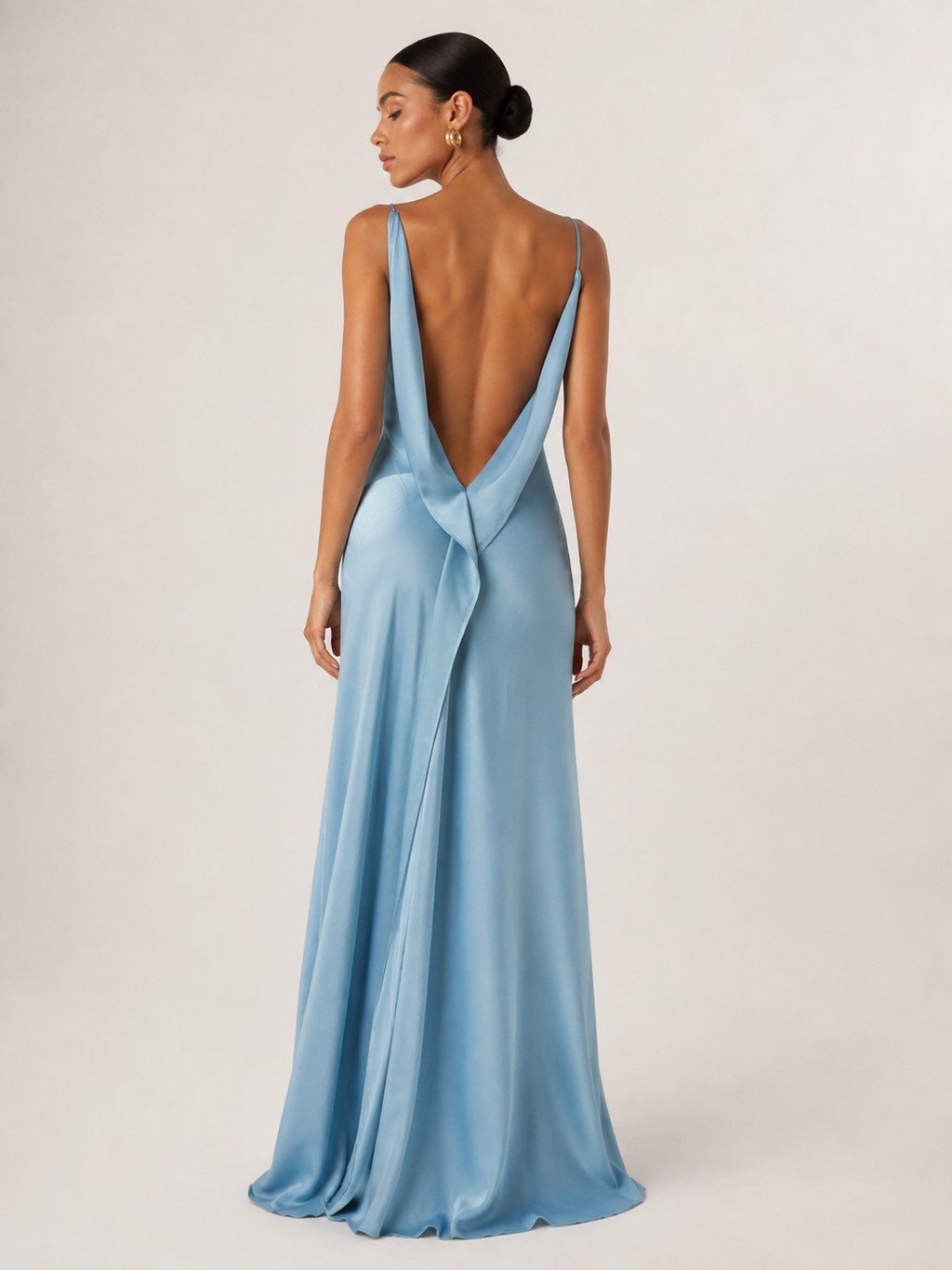 Asymmetric-Strap Draped Maxi Dress