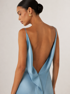 Asymmetric-Strap Draped Maxi Dress