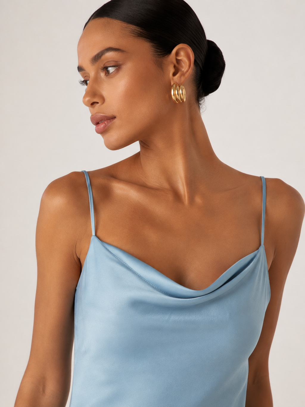 Asymmetric-Strap Draped Maxi Dress