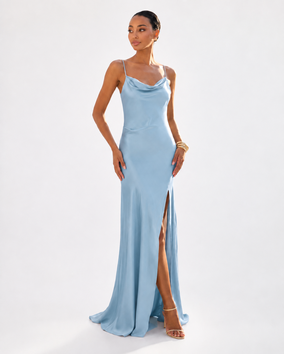Lace-Up Back A-Line Maxi Dress