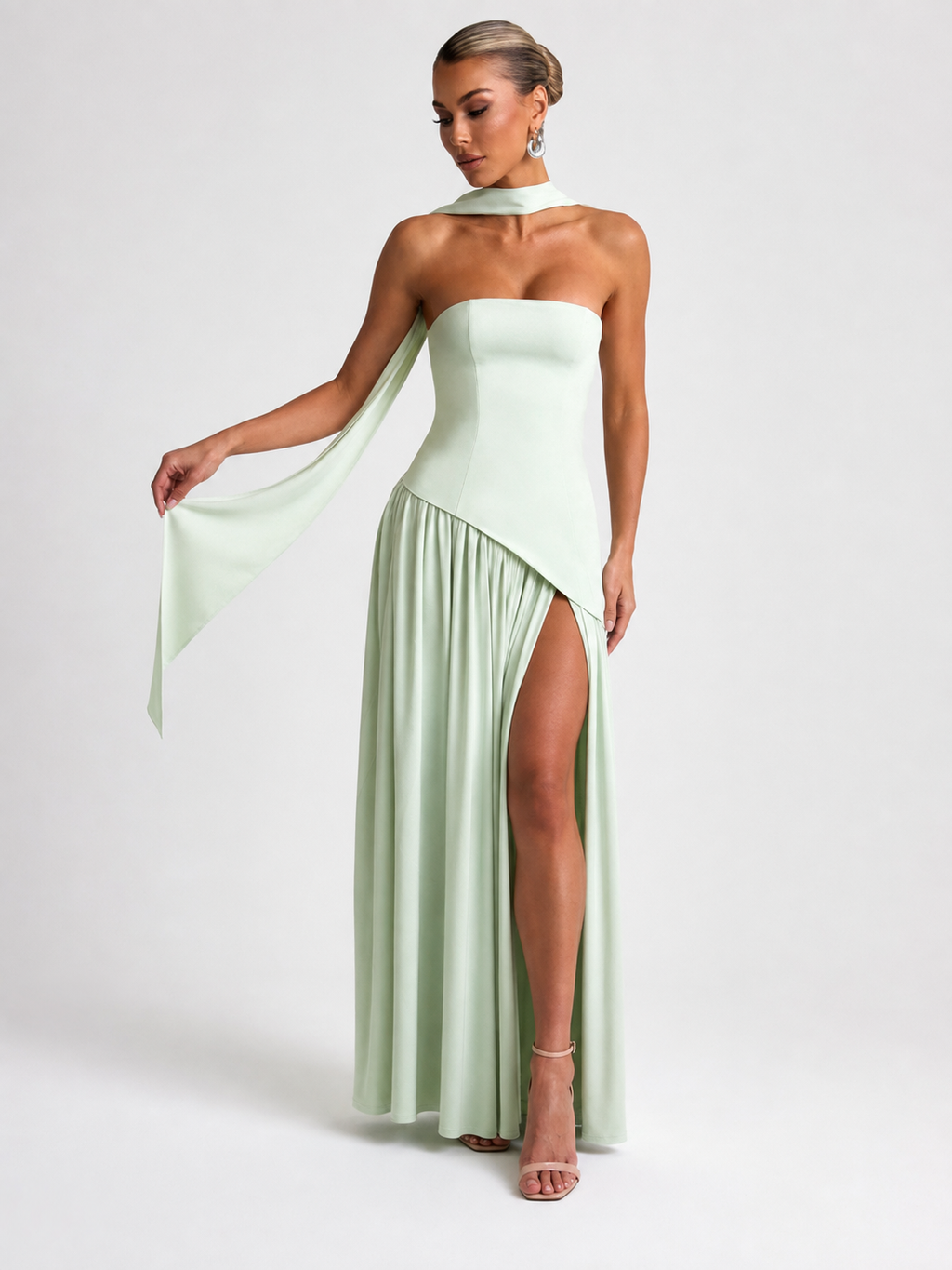 Bow-Back Strapless Maxi Dress
