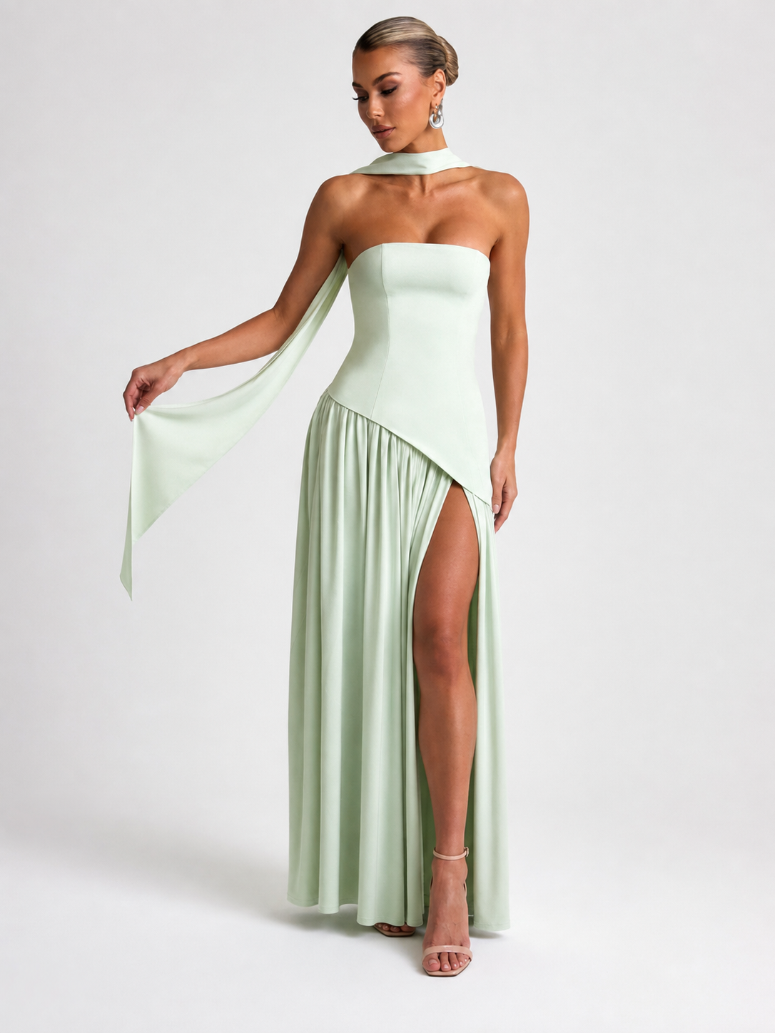 Bow-Back Strapless Maxi Dress