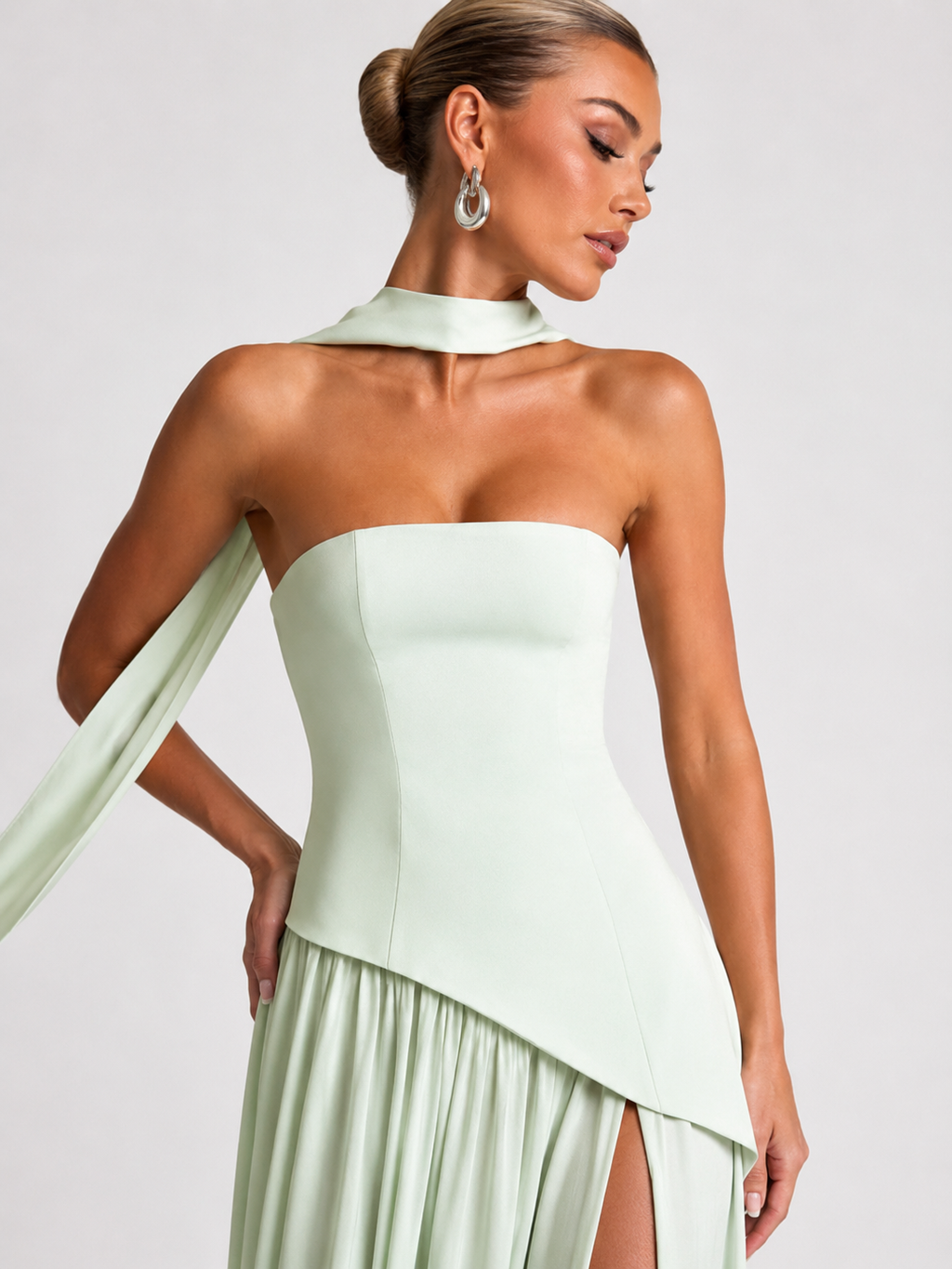 Bow-Back Strapless Maxi Dress