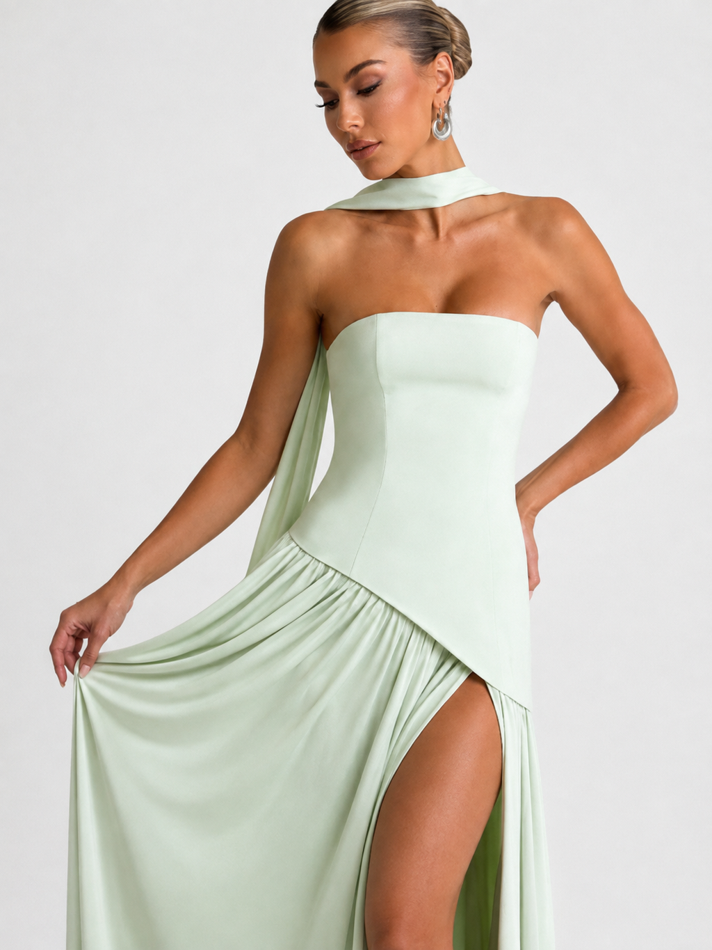 Bow-Back Strapless Maxi Dress