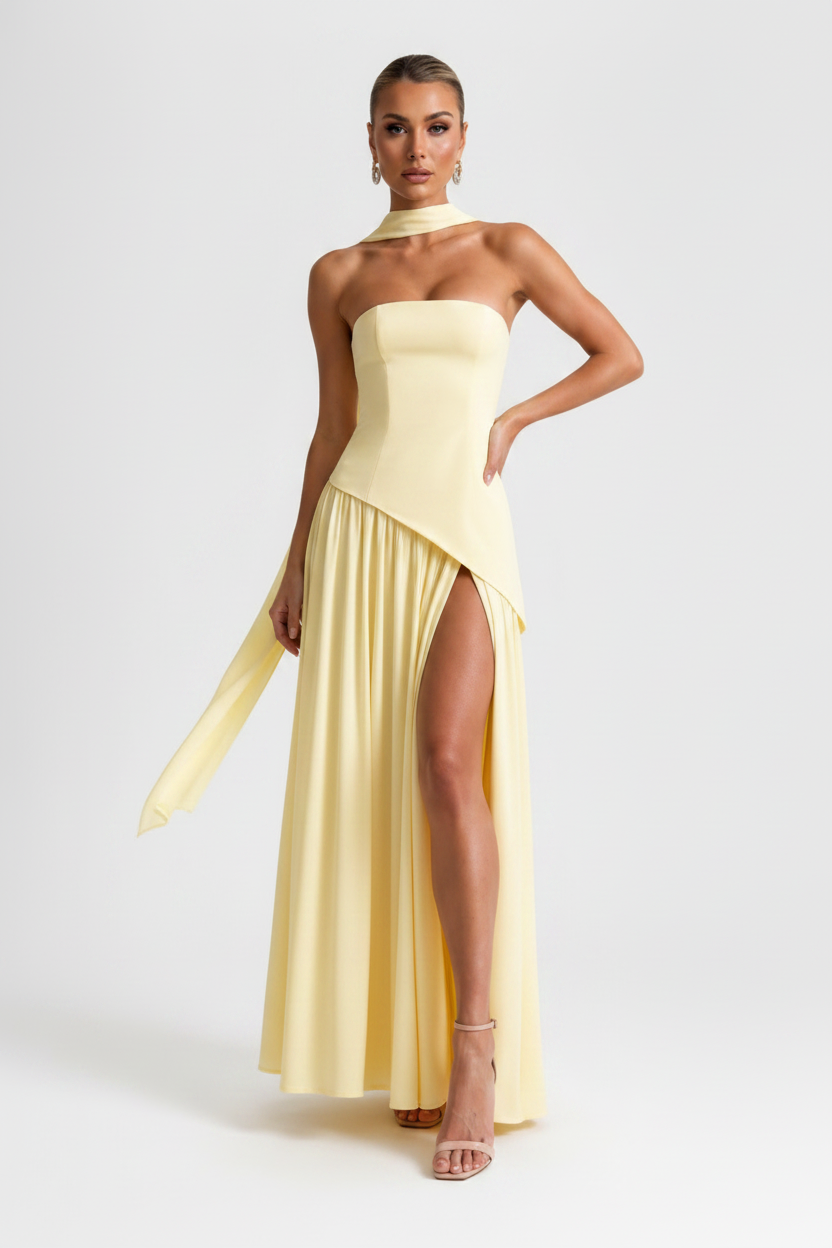 Bow-Back Strapless Maxi Dress