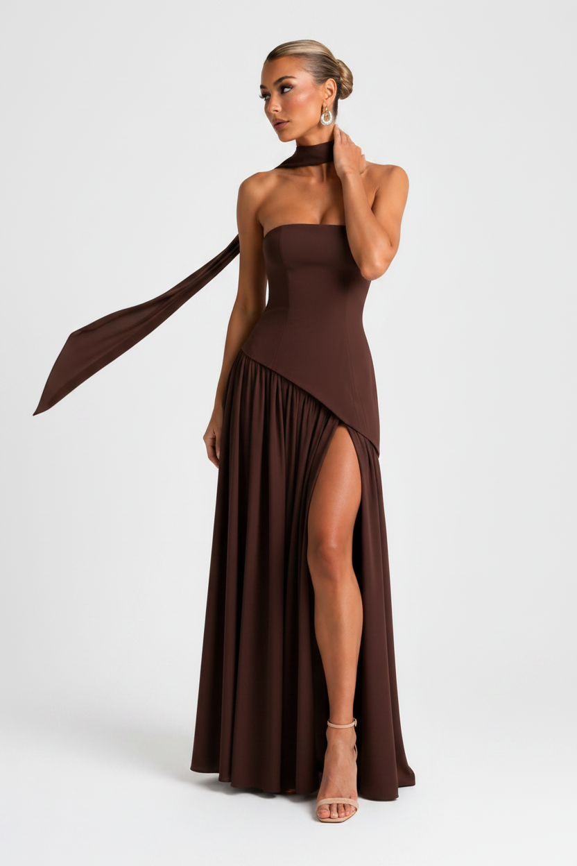 Bow-Back Strapless Maxi Dress