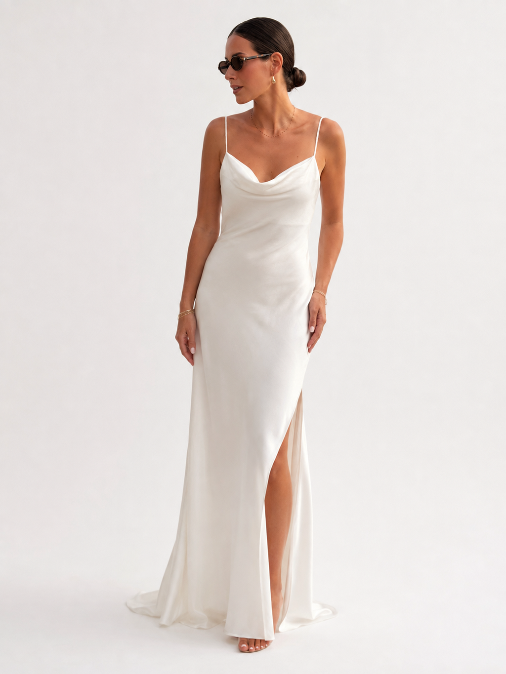 Plunging V-Neck Split Maxi Dress