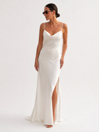 Plunging V-Neck Split Maxi Dress