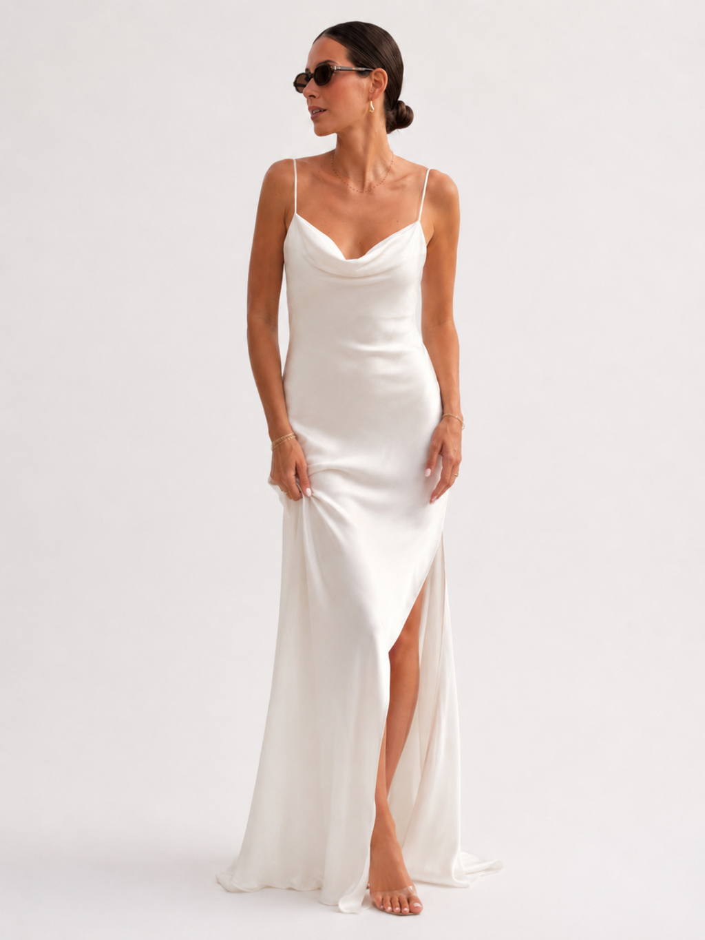 Plunging V-Neck Split Maxi Dress
