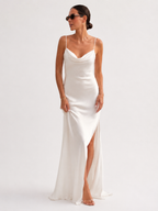 Plunging V-Neck Split Maxi Dress