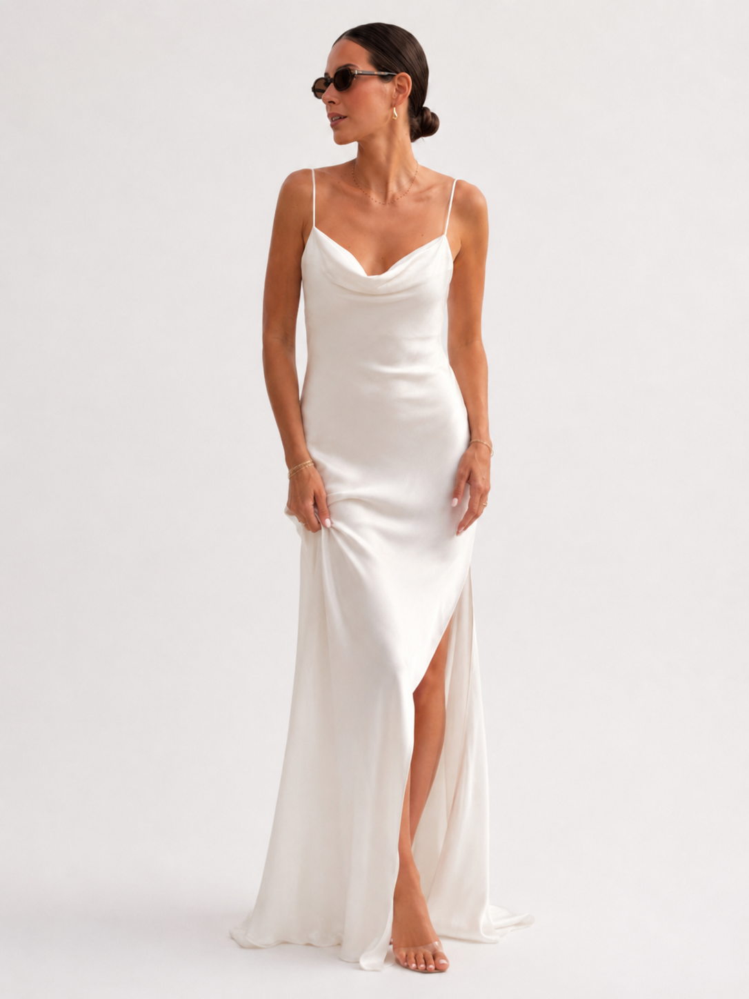 Plunging V-Neck Split Maxi Dress