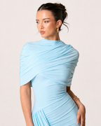 Asymmetric Cut-Out Long-Sleeve Maxi Dress