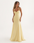 Lace-Up Back High-Split Maxi Dress