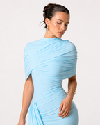 Asymmetric Cut-Out Long-Sleeve Maxi Dress