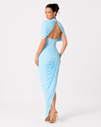 Asymmetric Cut-Out Long-Sleeve Maxi Dress