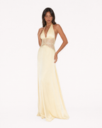 Lace-Panel Halter Maxi Dress