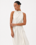 Ruched Halter Ruffle Maxi Dress
