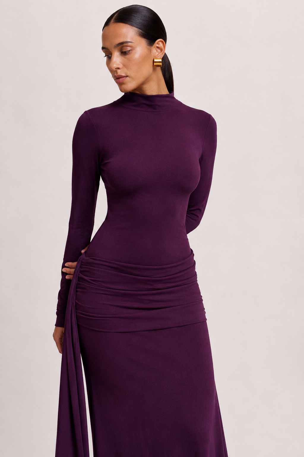 Long-Sleeve Fitted Maxi Dress
