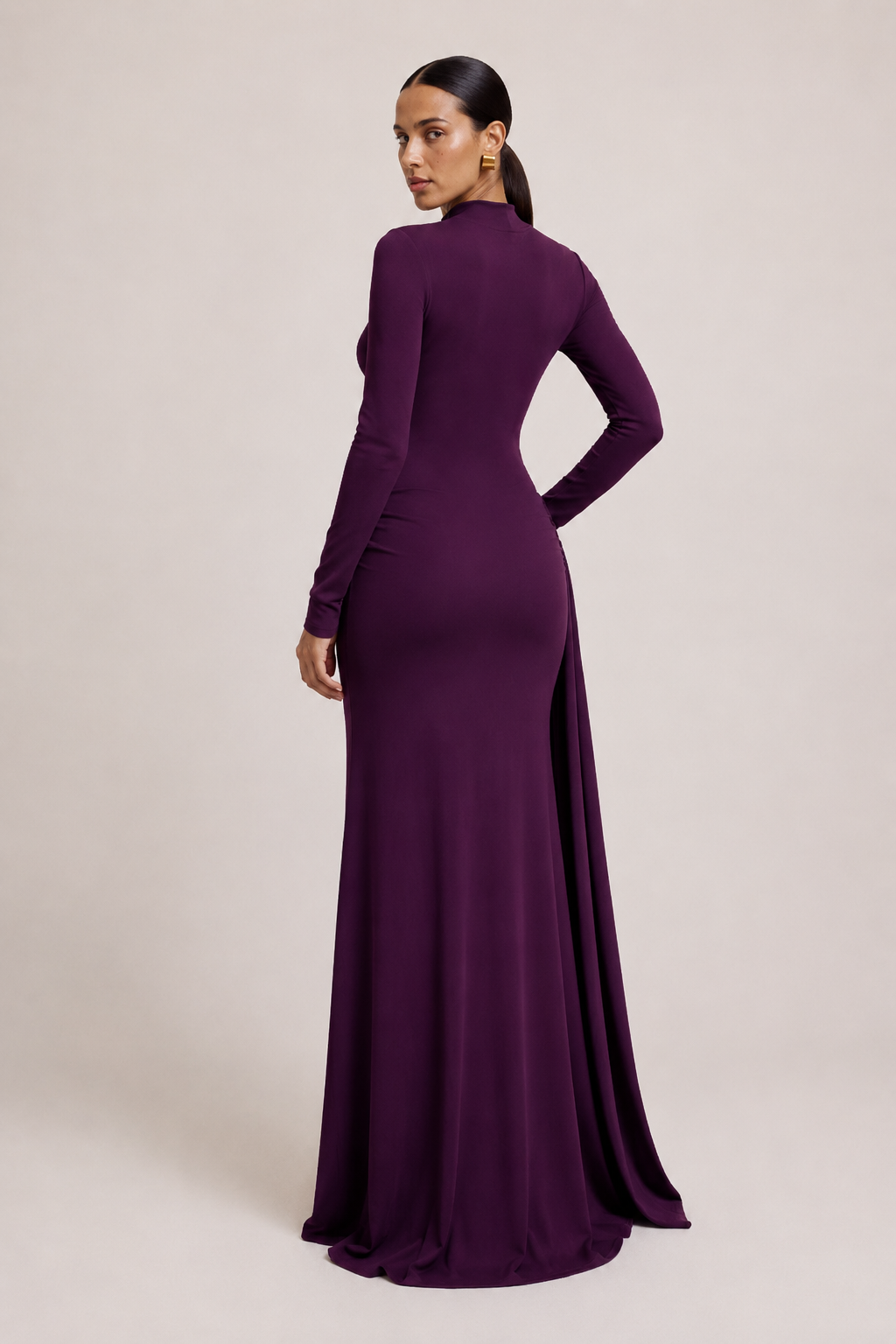 Long-Sleeve Fitted Maxi Dress