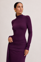 Long-Sleeve Fitted Maxi Dress